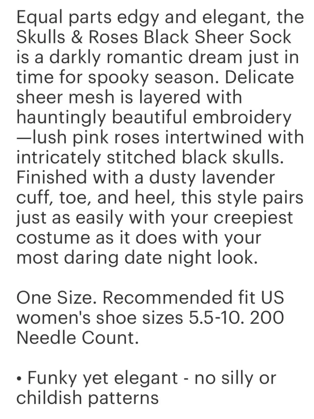 Sock Candy Sheer Black  Floral & Skull Ankle Sock. Price firm.